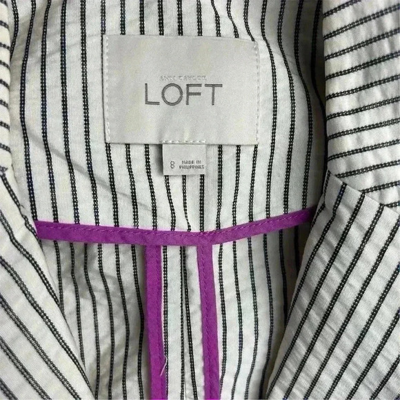Ann Taylor Loft Women's Blazer Jacket Ivory/White and Black Stripes  Size 8 - Picture 10 of 16